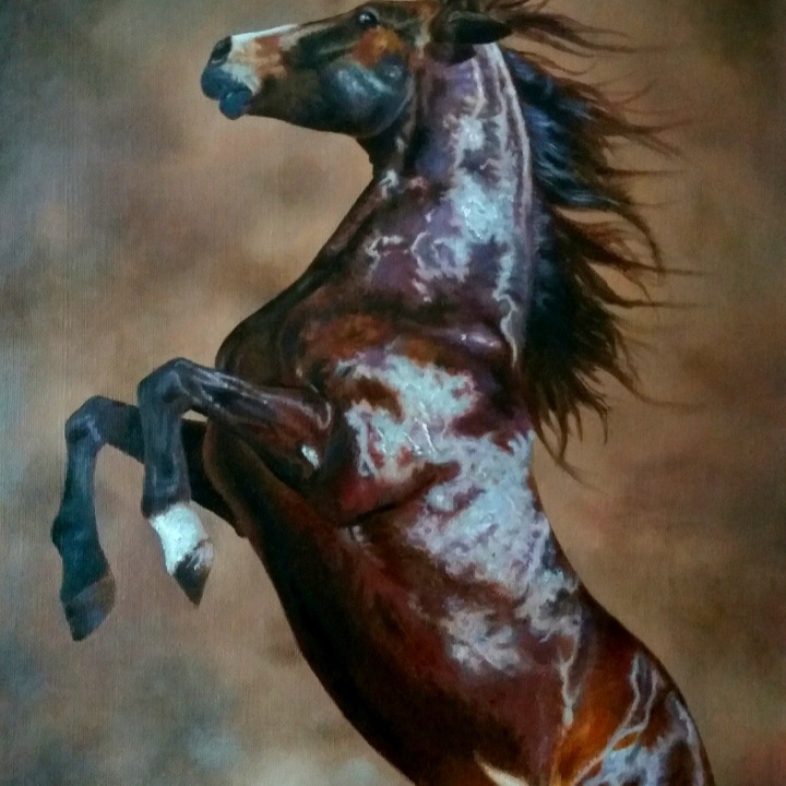 Rearing Chestnut, 2017, 60x38cm, Oil on canvas