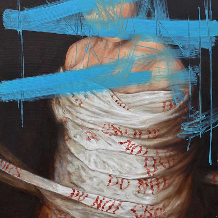 Do Not Cross, 2023, oil on canvas, 150x90 cm