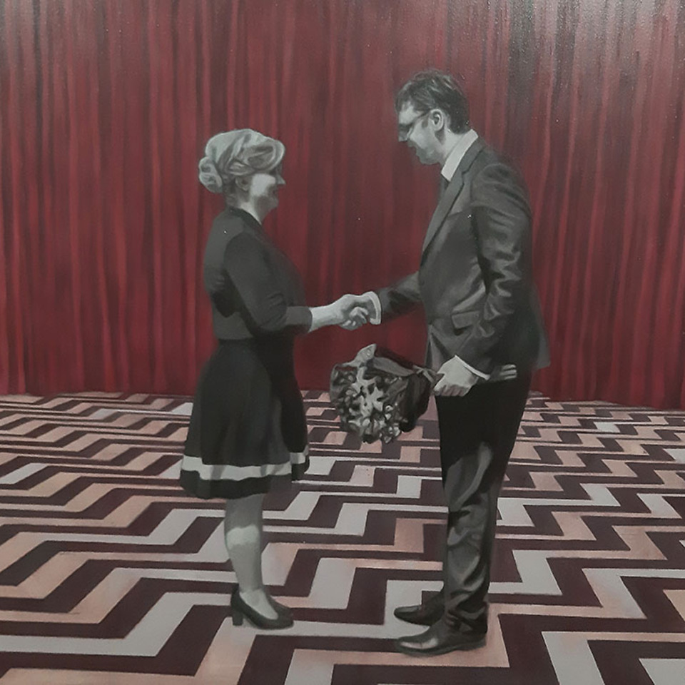 Vučić and Kolinda in Twin Peaks, 150x100cm