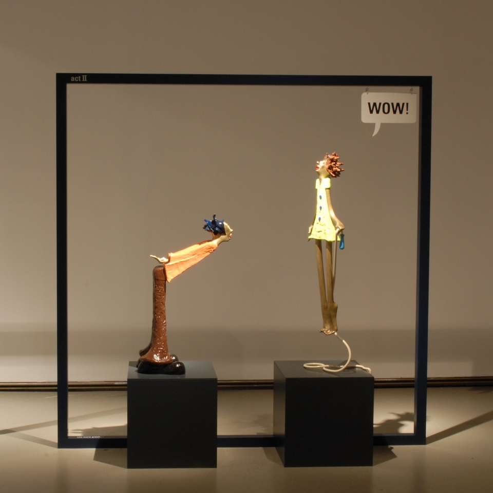 No More Gravity 2 , 2009, 5 Figures + Base, H = 110–170 cm, Colored Bronze, 5 Unique Pieces