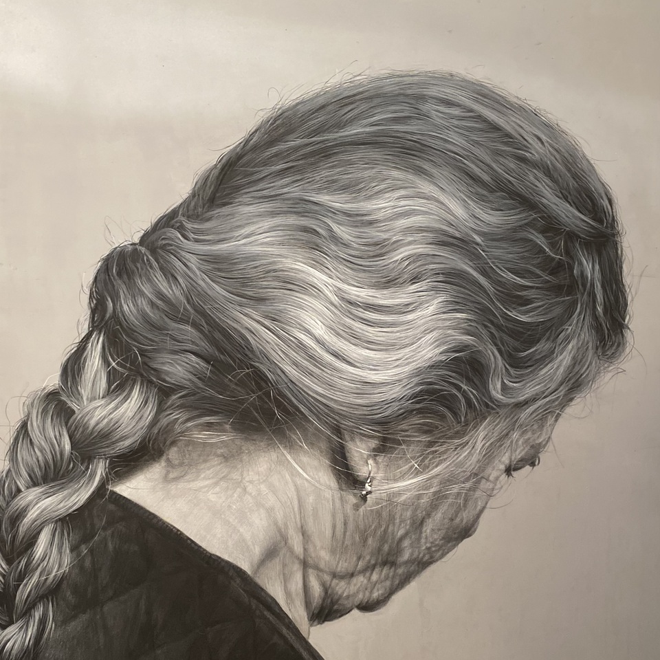 Hair 4, acrylic, dry pastell on canvas, 170x130cm, 2023, 10 kg 7.600eur  neto to be payed to the artist