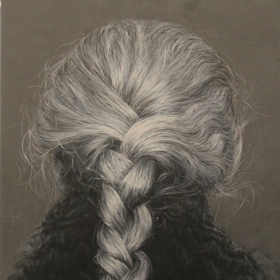 Hair 8, acrylic, dry pastell on canvas, 85x65cm, 2024, 4kg 4.300eur neto to be payed to the artist